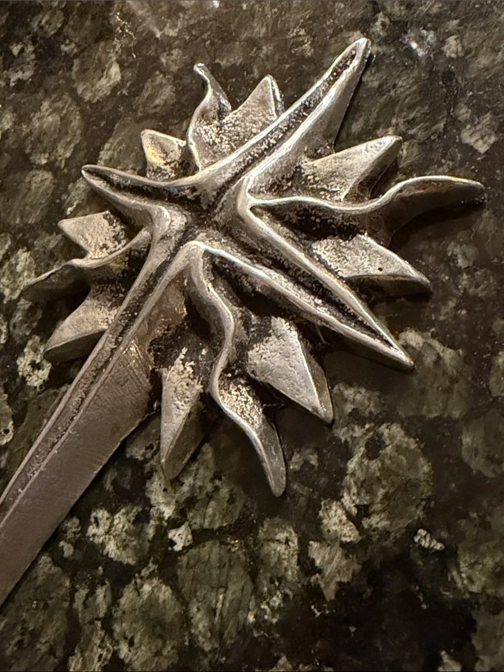 Mexican Pewter Metal Silver Flaming Starburst Cross Wall Decor
